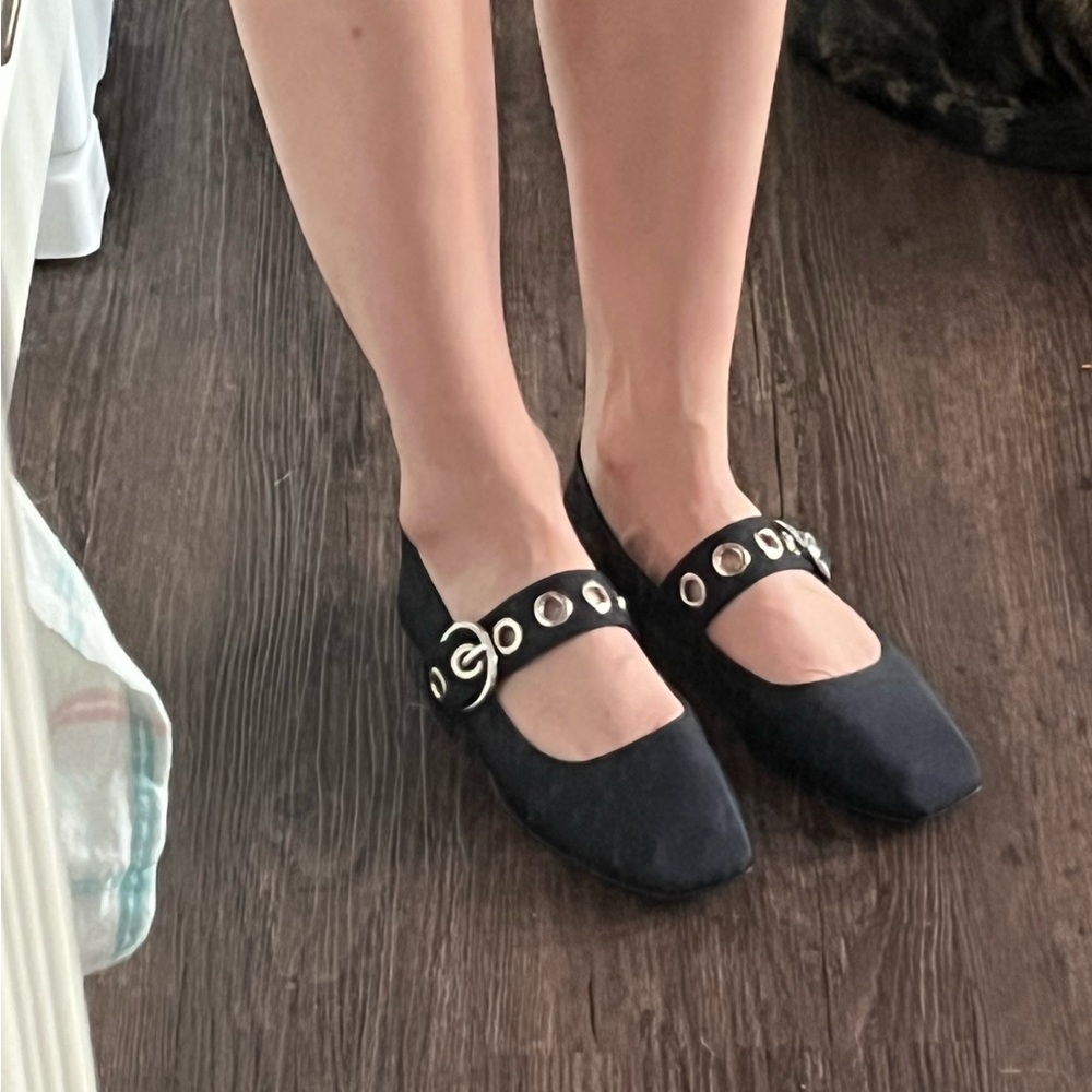 Aeyde Uma grosgrain navy flats NWT